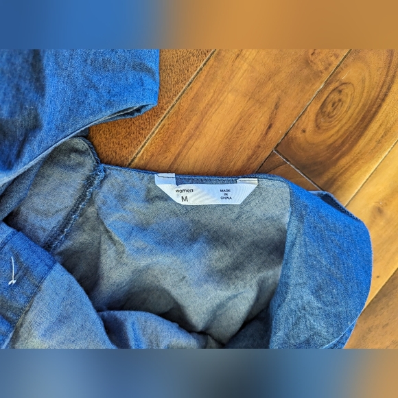 Floral Print Denim Dress Sleeveless Summer - Picture 3 of 5